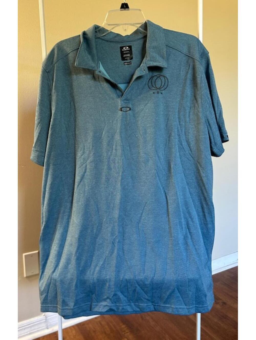 Oakley Men's Blue Polo Shirt with Logo Embroidery